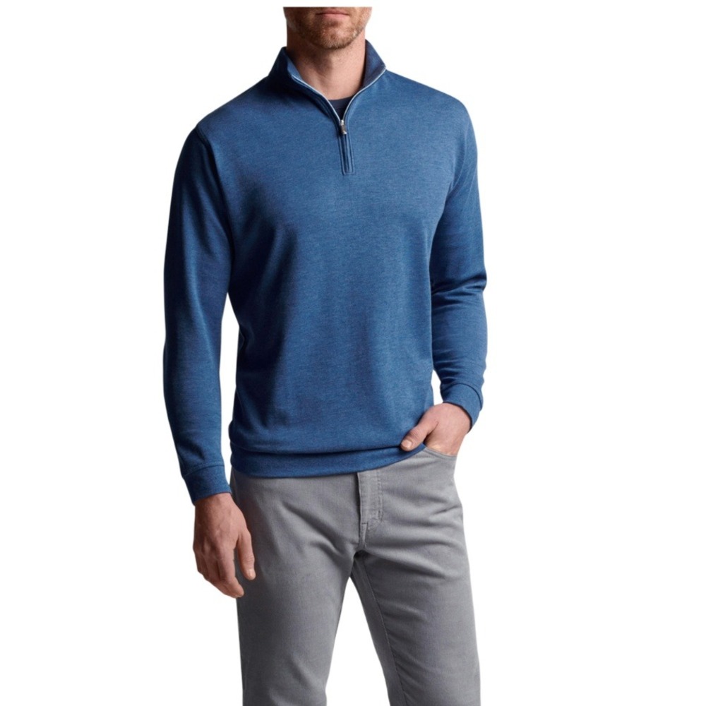 PETER MILLAR Crown Nordic Blue Quarter Zip Pullover XL Golf business casual